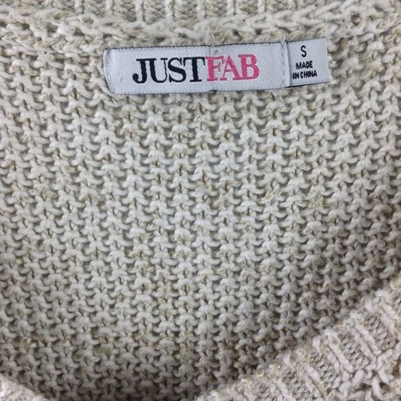 𝅺JUST Fab Marled Oatmeal Fringed V Neck Sweater Size S - Picture 6 of 8